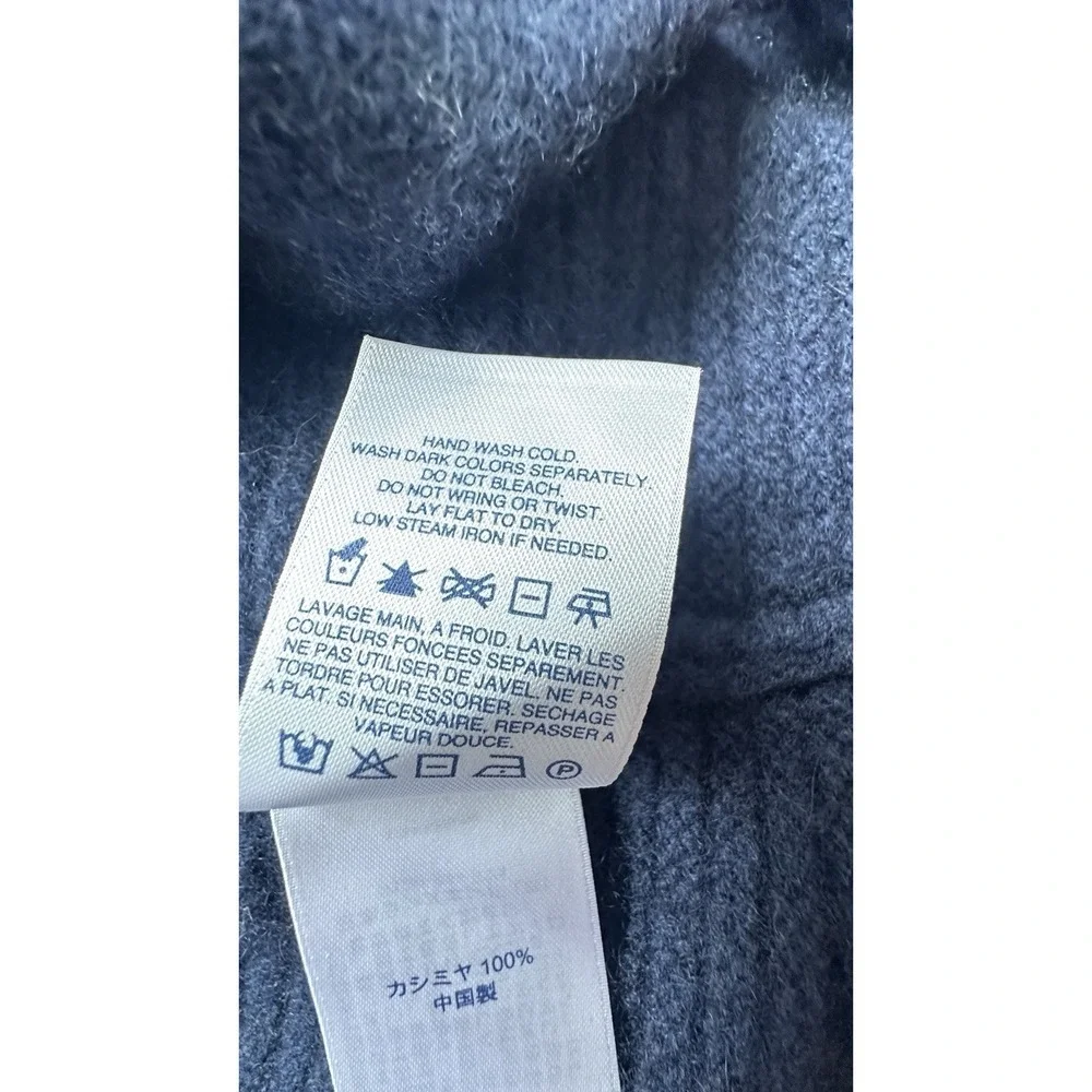 Lands' End Girls 100% Cashmere Cardigan Sweater Size L 14-16 Navy Blue